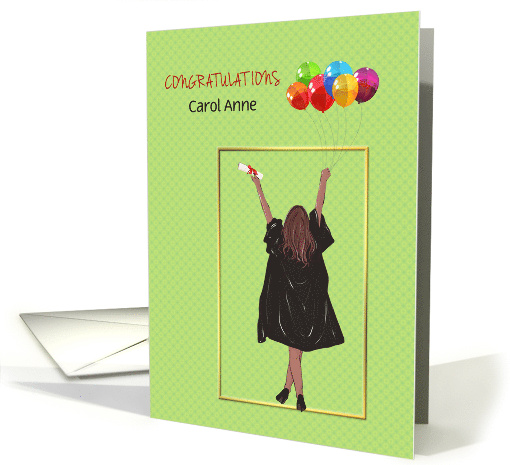 High School Graduation with Girl Holding Balloons card (1835650)