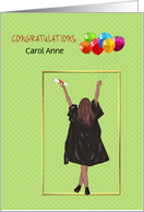 High School Graduation with Girl Holding Balloons card