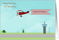 Anniversary for Couple in Cute Red Airplane card