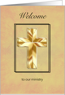 Religious Ministry Welcome with Gold Cross card