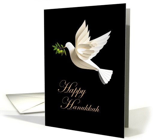 Happy Hanukkah with White Dove Carrying Olive Branch card (1843744)
