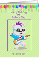 Birthday on Father’s Day to Son with Balloons and Guitar card