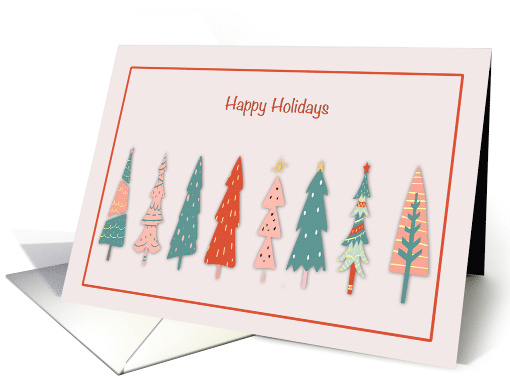 Happy Holidays with Cute Christmas Trees card (1864954)