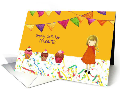 Birthday for Daughter with Cupcakes Streamers and Flags card (1873348)