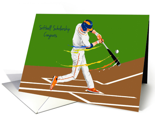Softball Scholarship Congratulations with Softball Player card