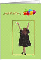 College Graduation with Girl Holding Balloons card
