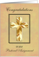 New Pastoral Assignment Congratulations with Gold Cross card