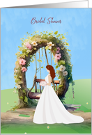 Bridal Shower Invitation with Bride Under Floral Gazebo card
