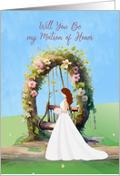 Matron of Honor Invitation with Bride Under Floral Gazebo card
