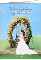 Thanks for Being my Flower Girl with Bride Under Floral Gazebo card