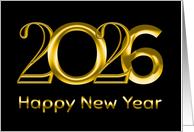 2026 Happy New Year Faux Gold Typography card
