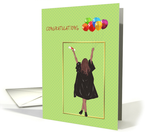High School Graduation with Girl Holding Balloons card (1967488)
