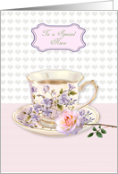 Mother&rsquo;s Day to Niece with Tea Cup and Pink Rose card