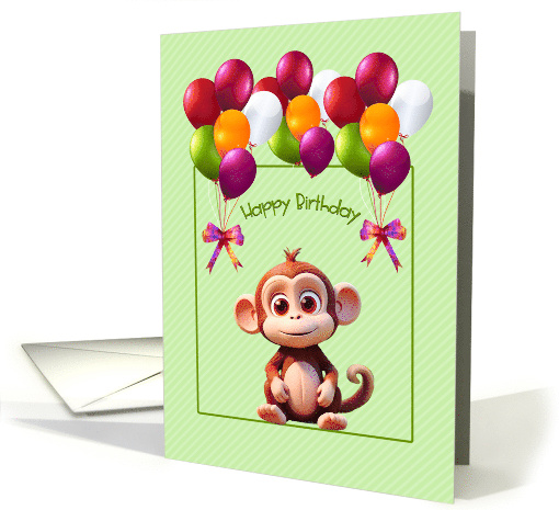 Birthday Wishes with Monkey and Balloons card (1973428)