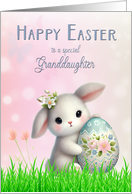 Happy Easter for Granddaughter with Cute White Baby Bunny