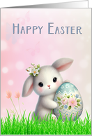 Happy Easter with Cute White Baby Bunny