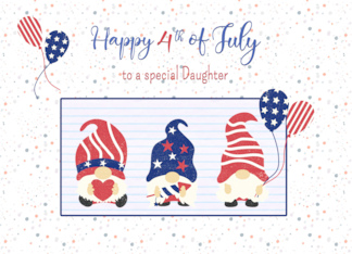4th of July to Daughter with Patriotic Gnomes and Balloons