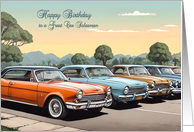 Birthday for Car Salesman with Vintage Cars card
