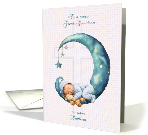 Baptism Congratulations for Great Grandson with Blue Moon card