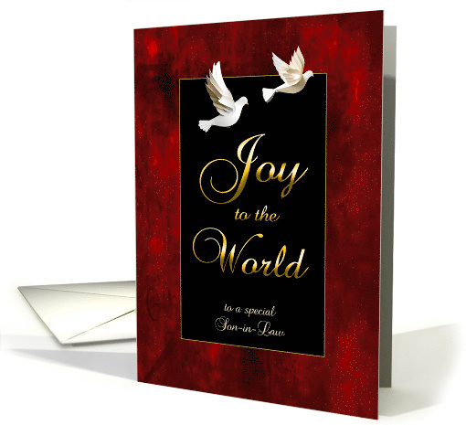 Christmas Joy to the World with Two White Doves to Son in Law card