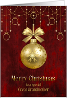 Christmas Baubles in Gold to Great Grandmother card