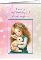 Halfway to One Birthday for Granddaughter with Rabbit and Girl
