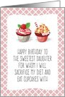 Daughter on Diet Birthday Cupcakes Blank Inside card