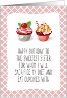Sisters on Diet Birthday Cupcakes Blank Inside card