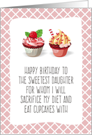 Daughter on Diet Birthday Cupcakes Blank Inside card