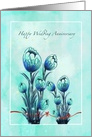 Blue Tulip Flowers for Wedding Anniversary Couples card