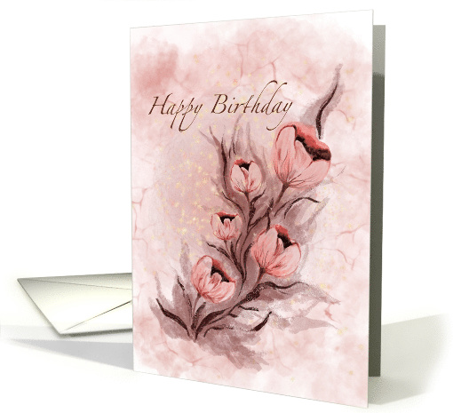 Pure Pink Poppy Flowers Bunch for Special Birthday Wish card (1635380)