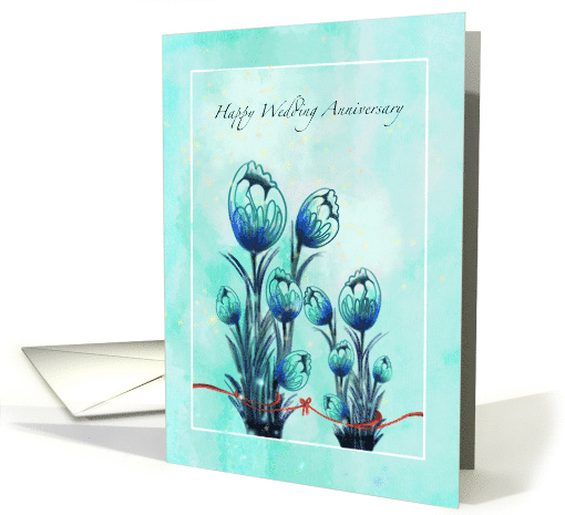 Blue Tulip Flowers for Wedding Anniversary Couples card (1636128)