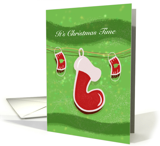 3D Effect Santa Socks and Christmas Masks for Christmas Time card