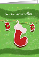 3D Effect Santa Socks and Christmas Masks for Christmas Time card