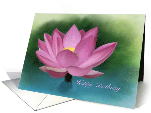 Pink Lotus Flower in Water for Happy Birthday card (1639910)