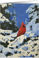 Winter Landscape with a Cardinal in the Snow Thinking of You card