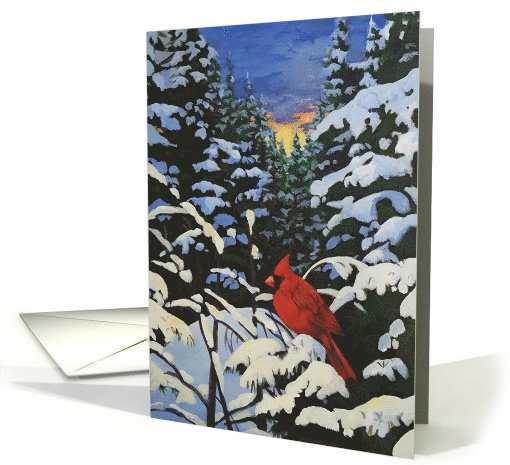 Winter Landscape with a Cardinal in the Snow at Sunset... (1663510)