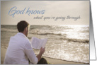 Religious Encouragement Male on Beach Reading the Bible card