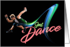 Dance Male Dancer on Black with Colorful Swirls card