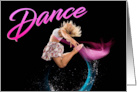 Dance Female Dancer Leaps with Swirls Color and Water card