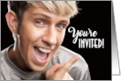 You’re Invited with a Young Male on Black Blank Inside card