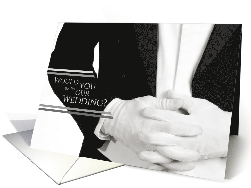 Black and White Tuxedo Woudl You Be in Our Wedding Invitation card