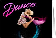 Dance Female Dancer Leaps with Swirls Color and Water card