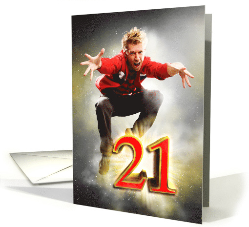 Birthday Age 21 Male Jumping with Light Dust and Energy card (1646110)