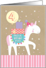 A Magical Unicorn with Age 4 Balloon Blank Inside card