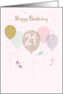 Happy Birthday age 21 Pink and Gold Balloons Confetti and Shoes card