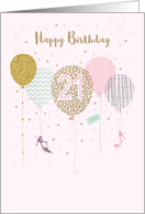 Happy Birthday age 21 Pink and Gold Balloons Confetti and Shoes card