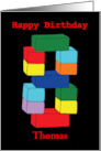 Boy’s 8th Birthday Customizable Name Building Blocks. card