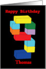 Boy’s 9th Birthday Customizable Name Building Blocks card