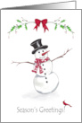 Snowman with Scarf and Cardinal Christmas card